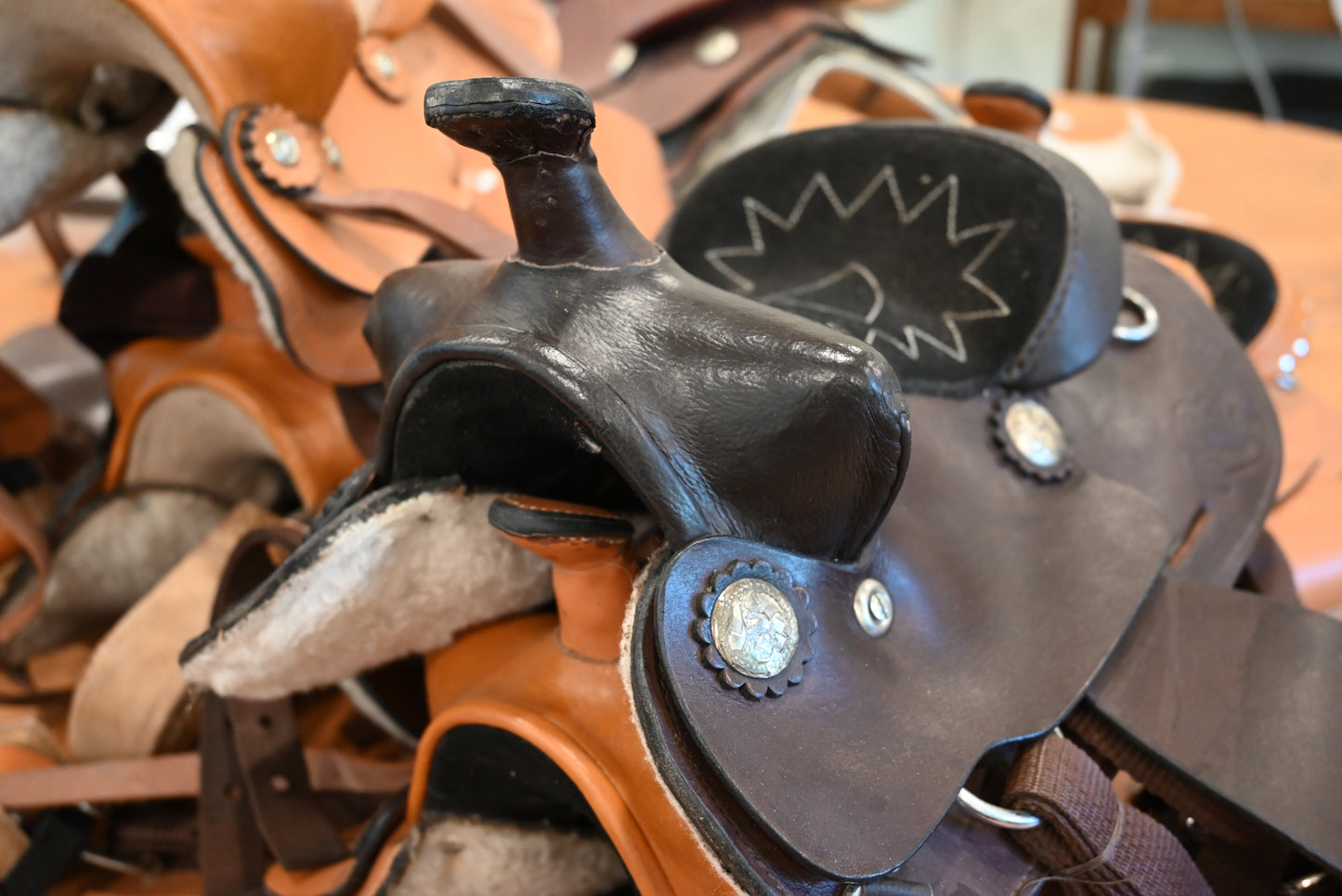 SAMPLE SALE - Buy 1 pc - 8" Leather Western Show Saddle for Ponies & Minis