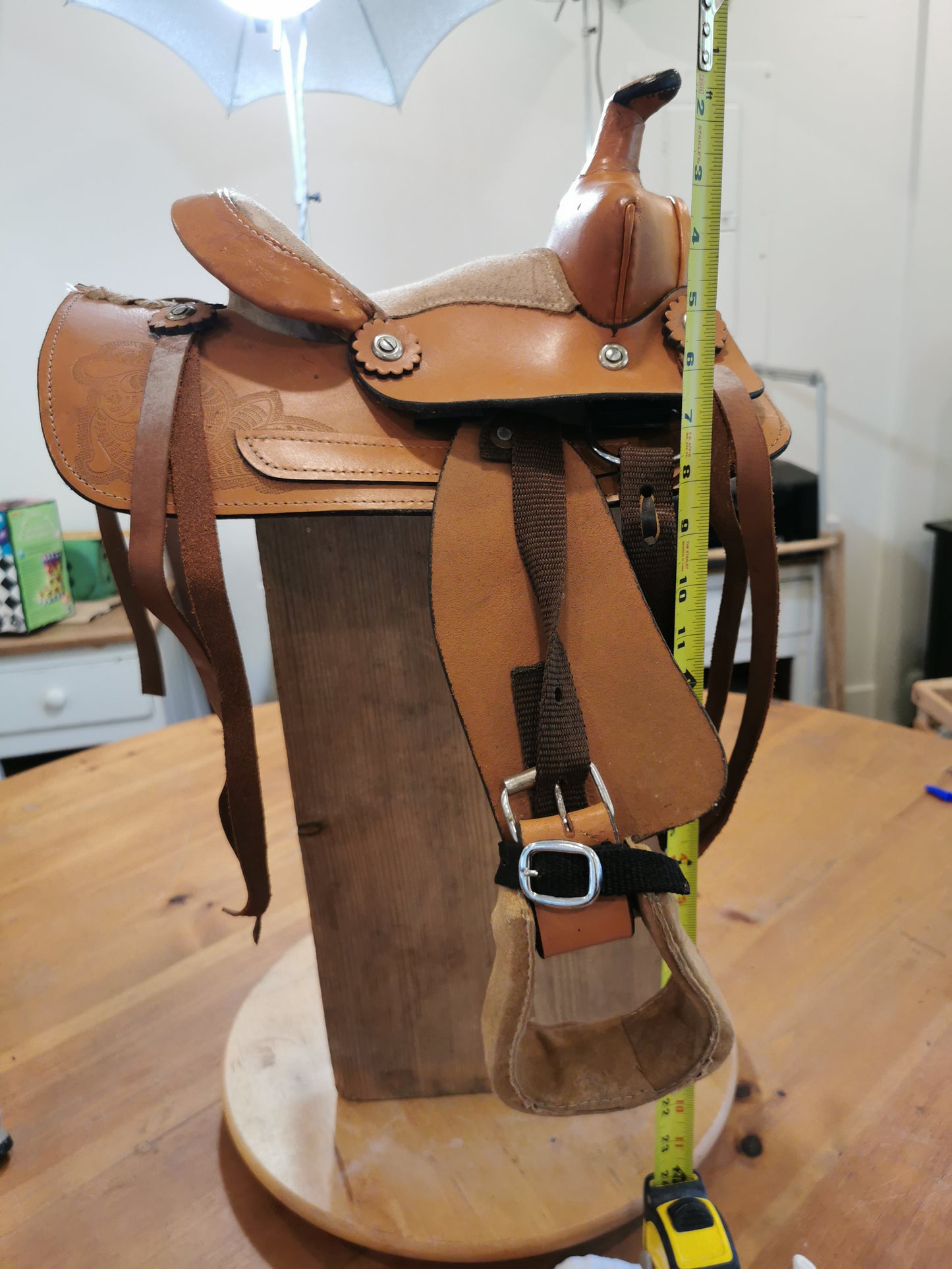 SAMPLE SALE - Buy 1 pc - 8" Leather Western Show Saddle for Ponies & Minis