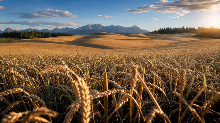 Naturally Straws — BC wheat field at golden hour, Shaffer Farms Canada