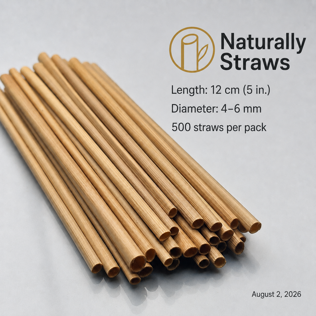 Naturally Straws 5-inch master carton — 48 cylinders of 500, wholesale bulk pack for bars and hotels