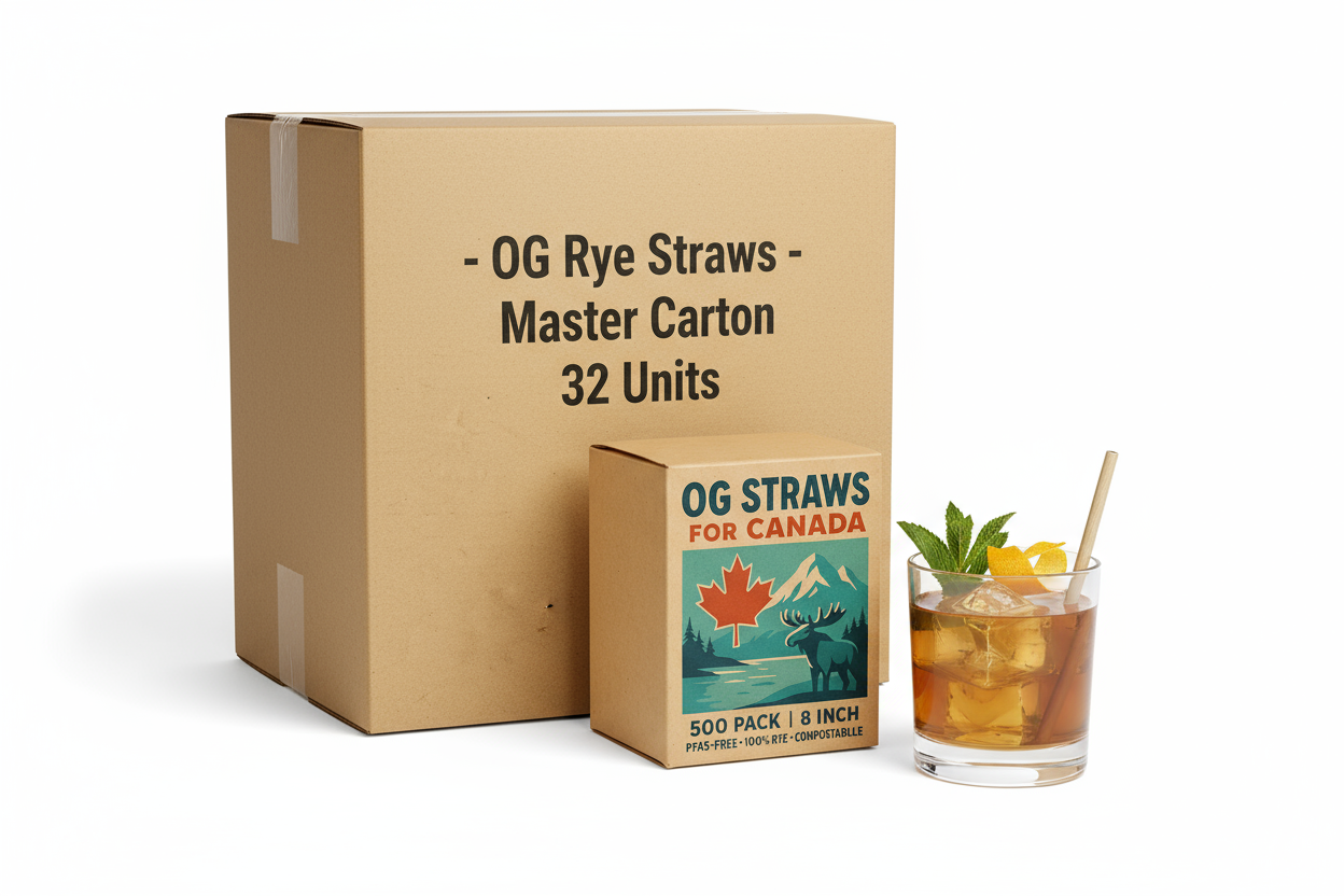 OG Rye Straws 8 inch master carton — 32 packs of 500