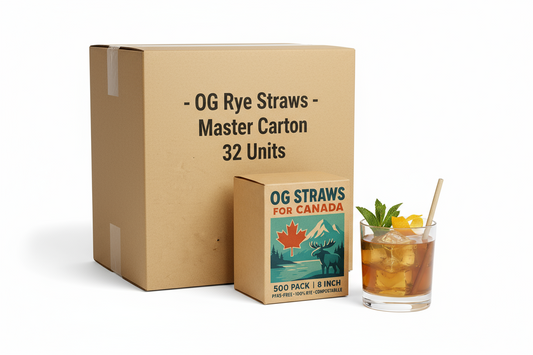 OG Rye Straws 8 inch master carton — 32 packs of 500
